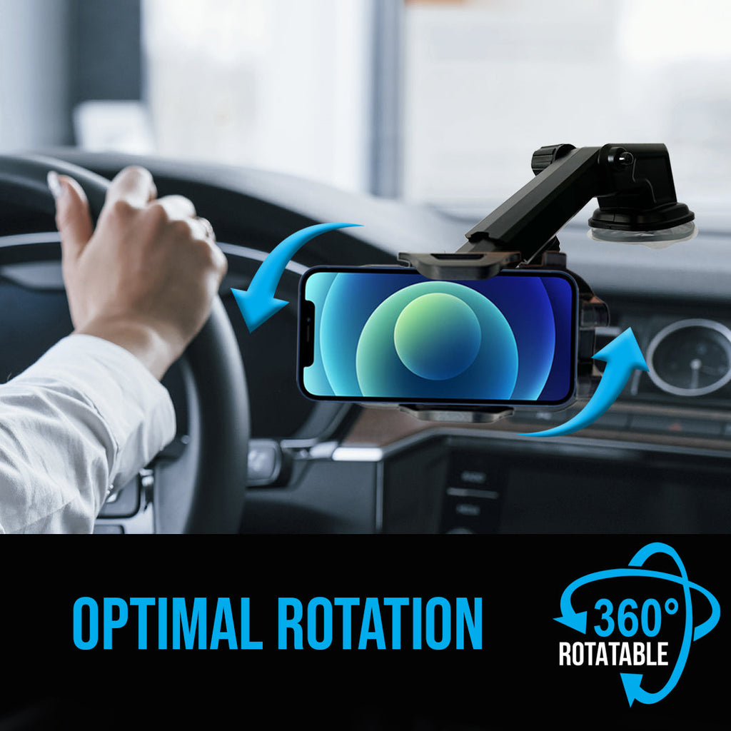Long Neck Car Phone Mount 🚗 | Adaptable Cradle 360° Windshield & Dashboard Holder
