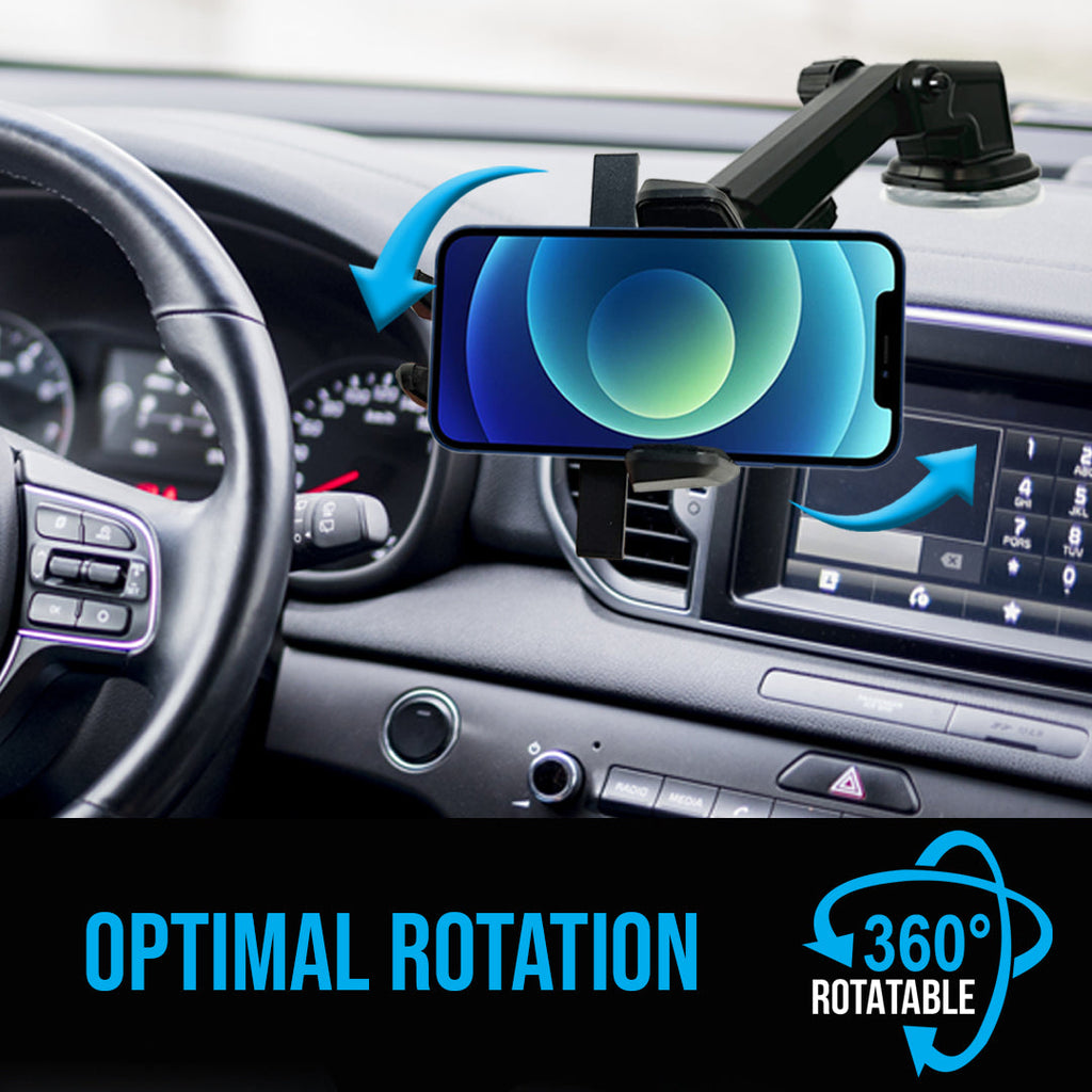 Car Phone Mount Long Neck 🚗 | One-Touch 360° Dashboard & Windshield Holder