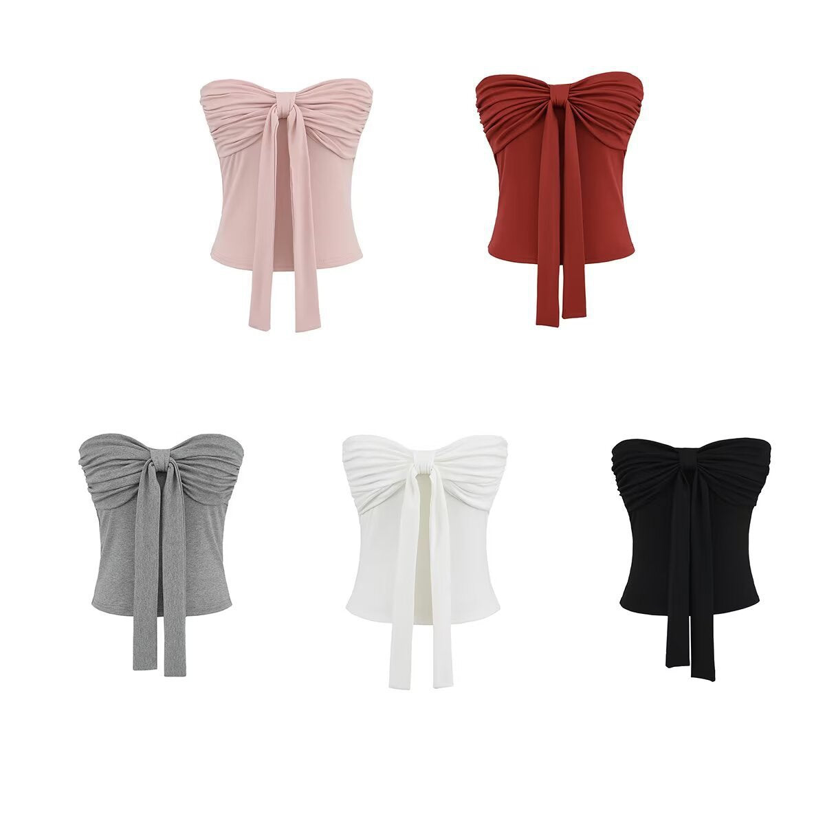 Bow tie strapless vest for women