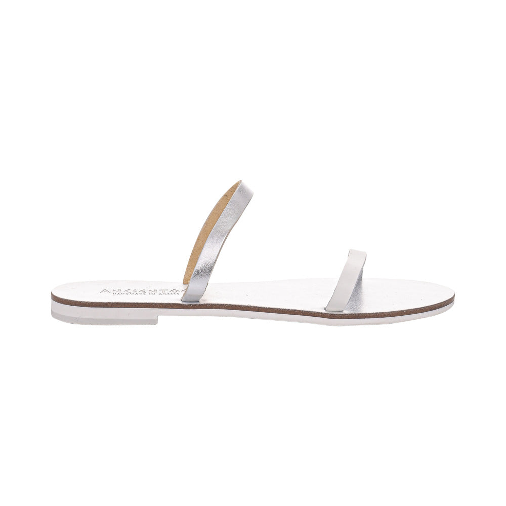 Greek Leather Slide Sandals for Women – Clio Wide Strap Minimalist Flat Slides | Summer Style