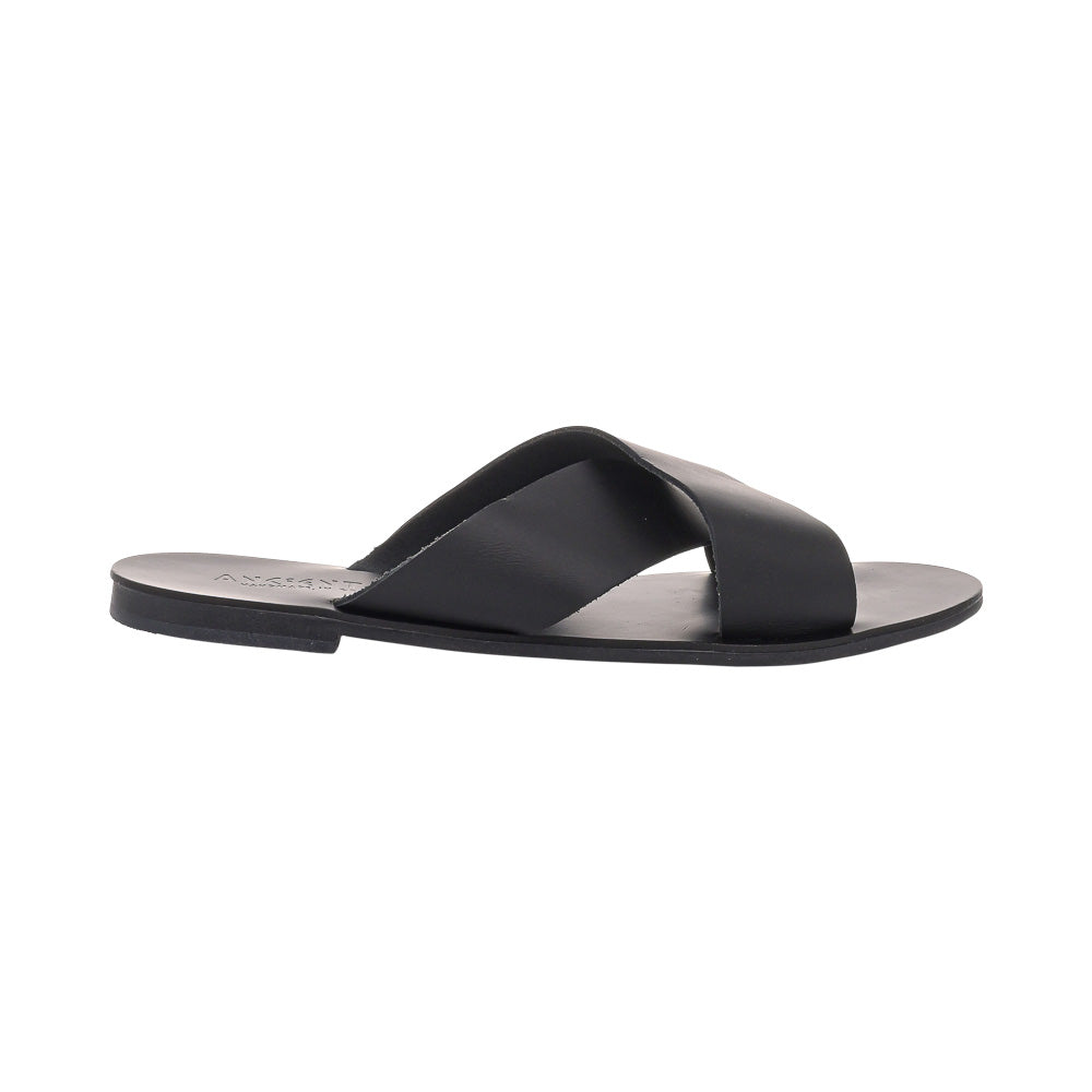 Greek Leather Slide Sandals for Women – Enyo Classic Flat Slides | Minimalist Summer Style