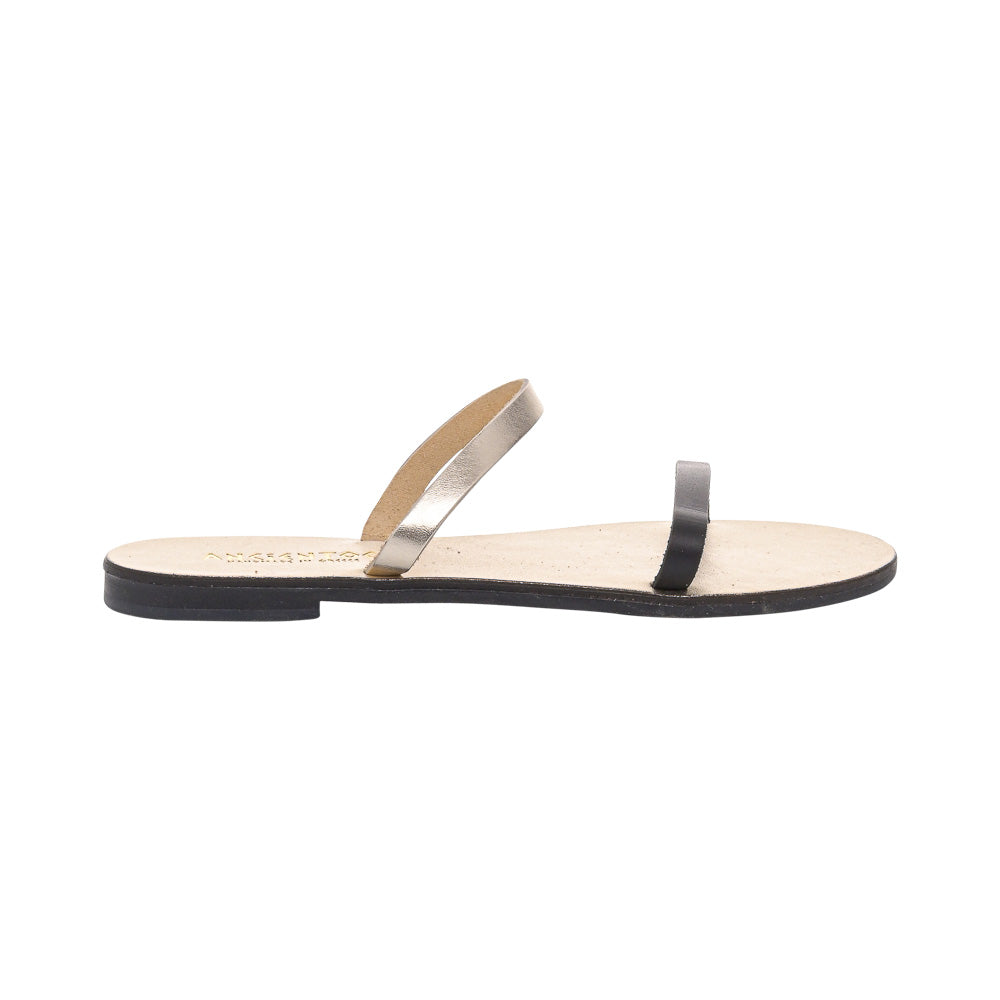 Greek Leather Slide Sandals for Women – Clio Wide Strap Minimalist Flat Slides | Summer Style