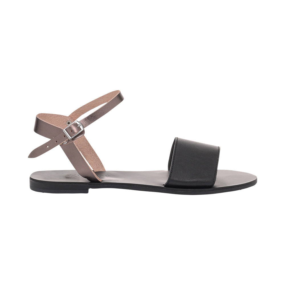 Greek Leather Sandals for Women – Metis Double Strap Flat Sandals | Ancient Style