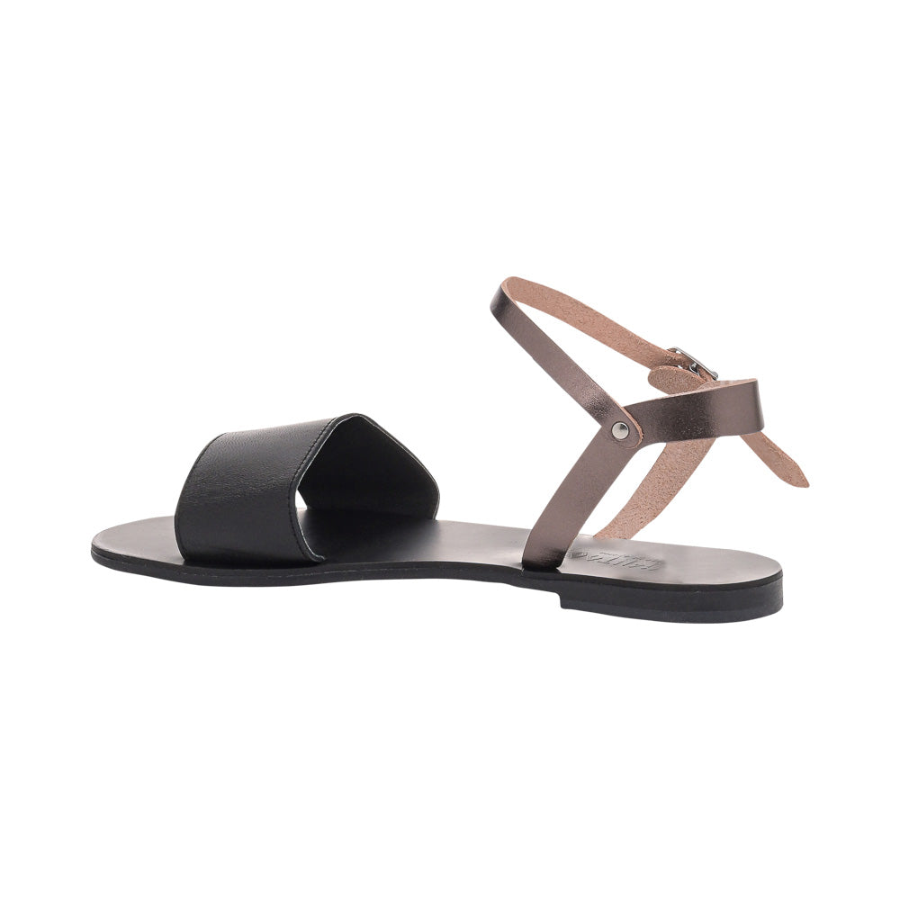 Greek Leather Sandals for Women – Metis Double Strap Flat Sandals | Ancient Style