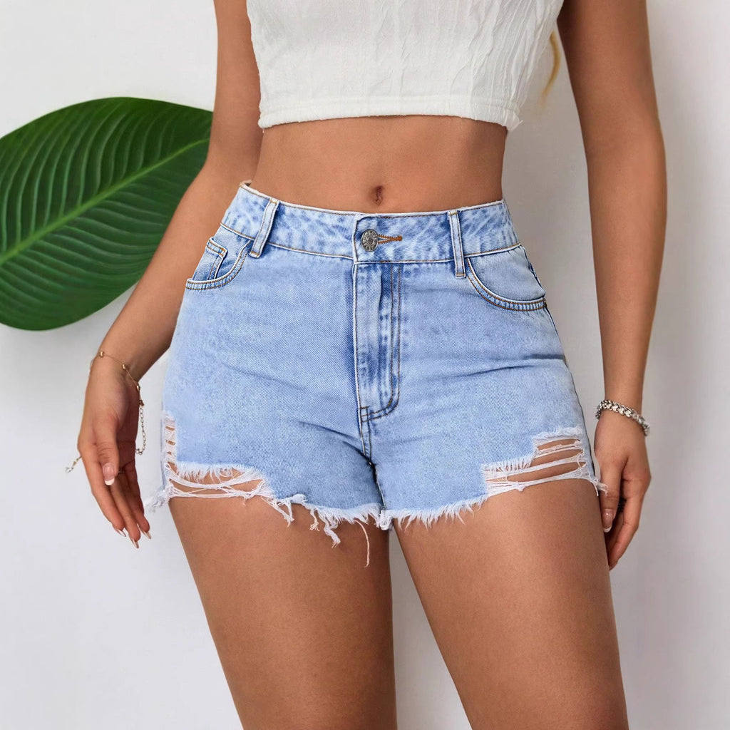 Ripped Denim Shorts ✂️ | High-Waist Distressed Jean Shorts for Women