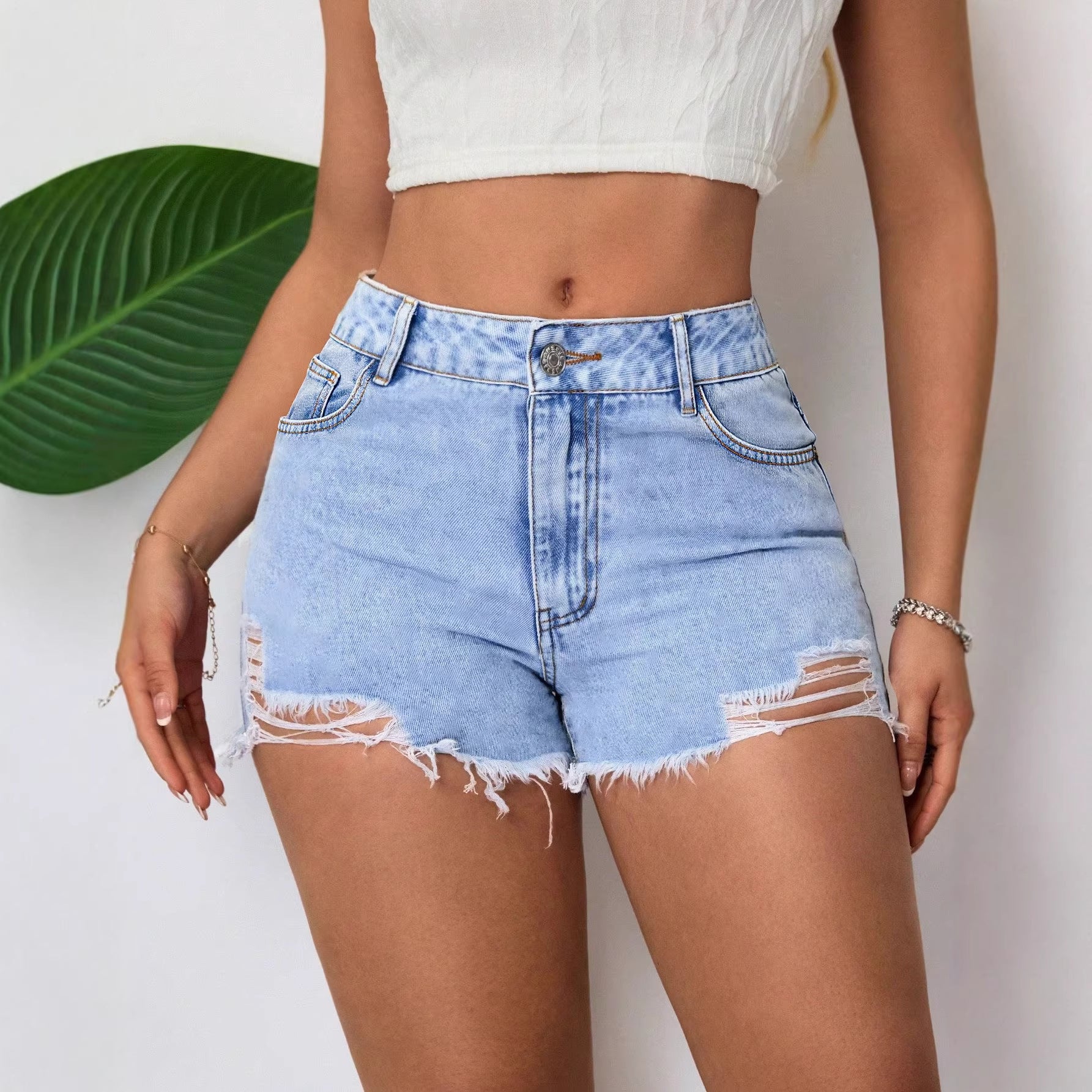 Ripped Denim Shorts ✂️ | High-Waist Distressed Jean Shorts for Women