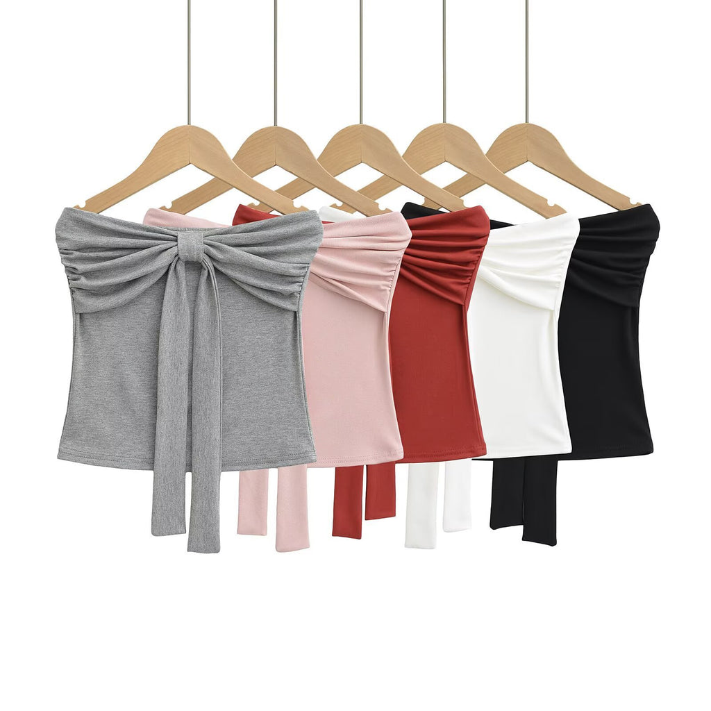 Bow tie strapless vest for women