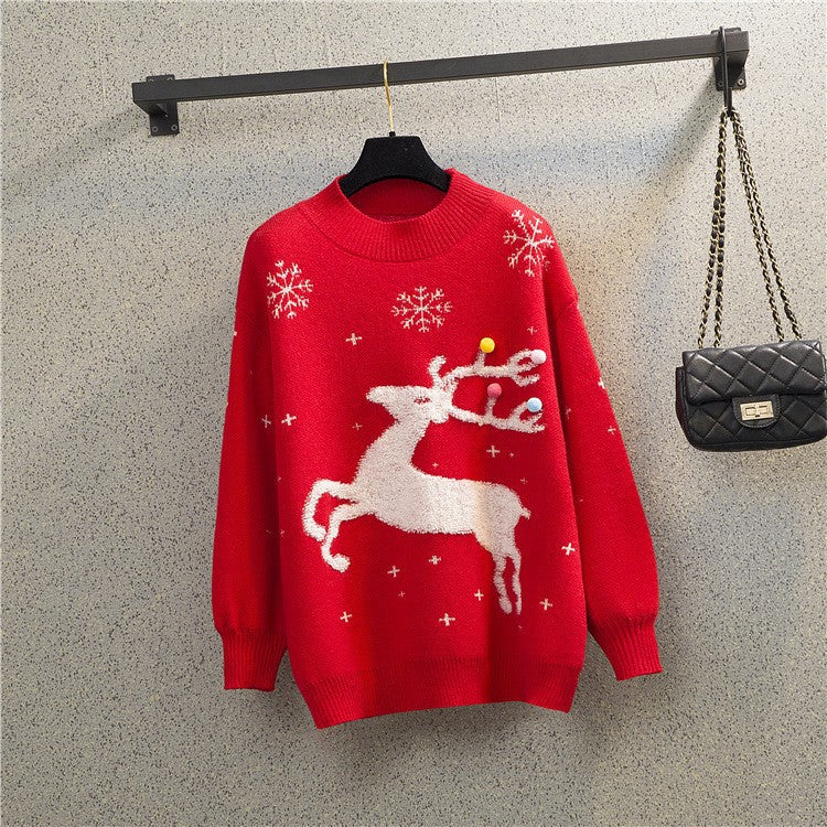 Women's round neck Christmas knitted sweater for women