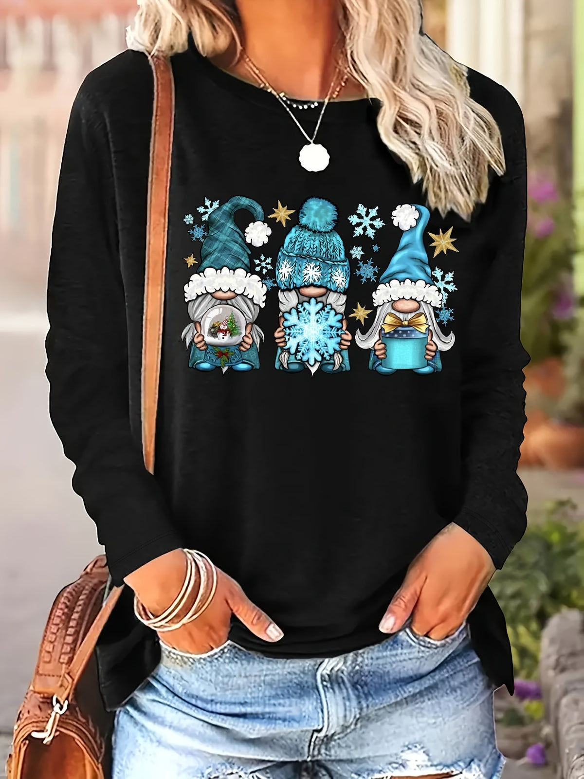 Christmas Graphic Print Crew Sweatshirt