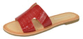 Red Croco Slide Sandals for Women – Flat Open Toe Slip-On Shoes | Chic Summer Style