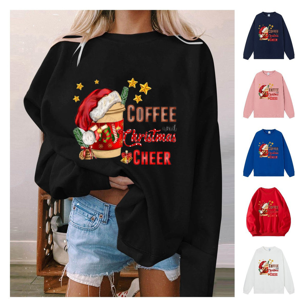 Christmas Coffee Women's Off Shoulder Long Sleeve Top