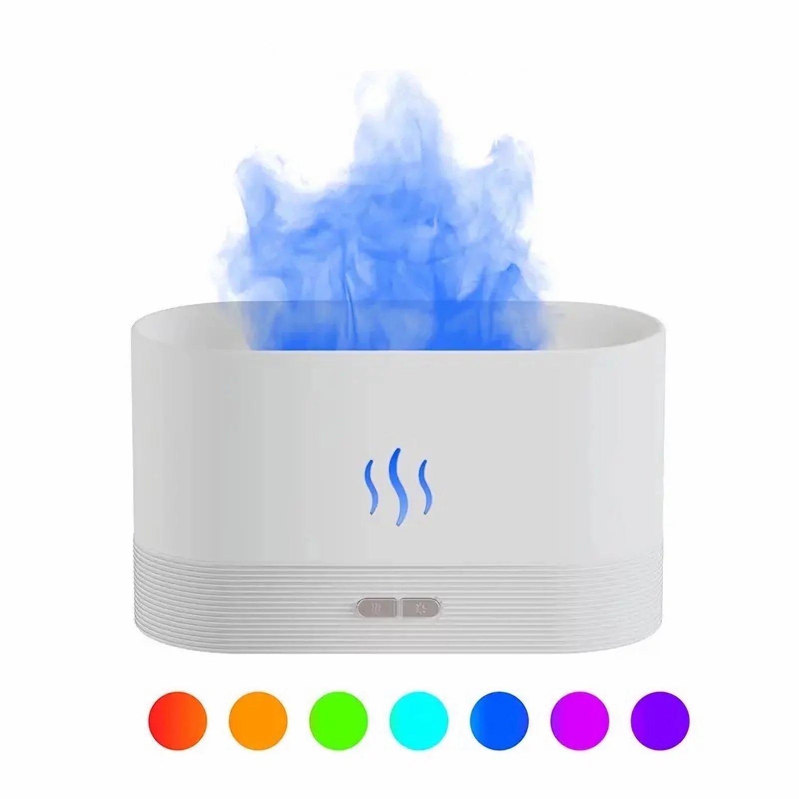 Humidificador, Humidificador Ultrasónico De Niebla Fría Con Luces De Llama De 7 Colores, Difusor De Aceites Esenciales, Para Habitación, Blanco