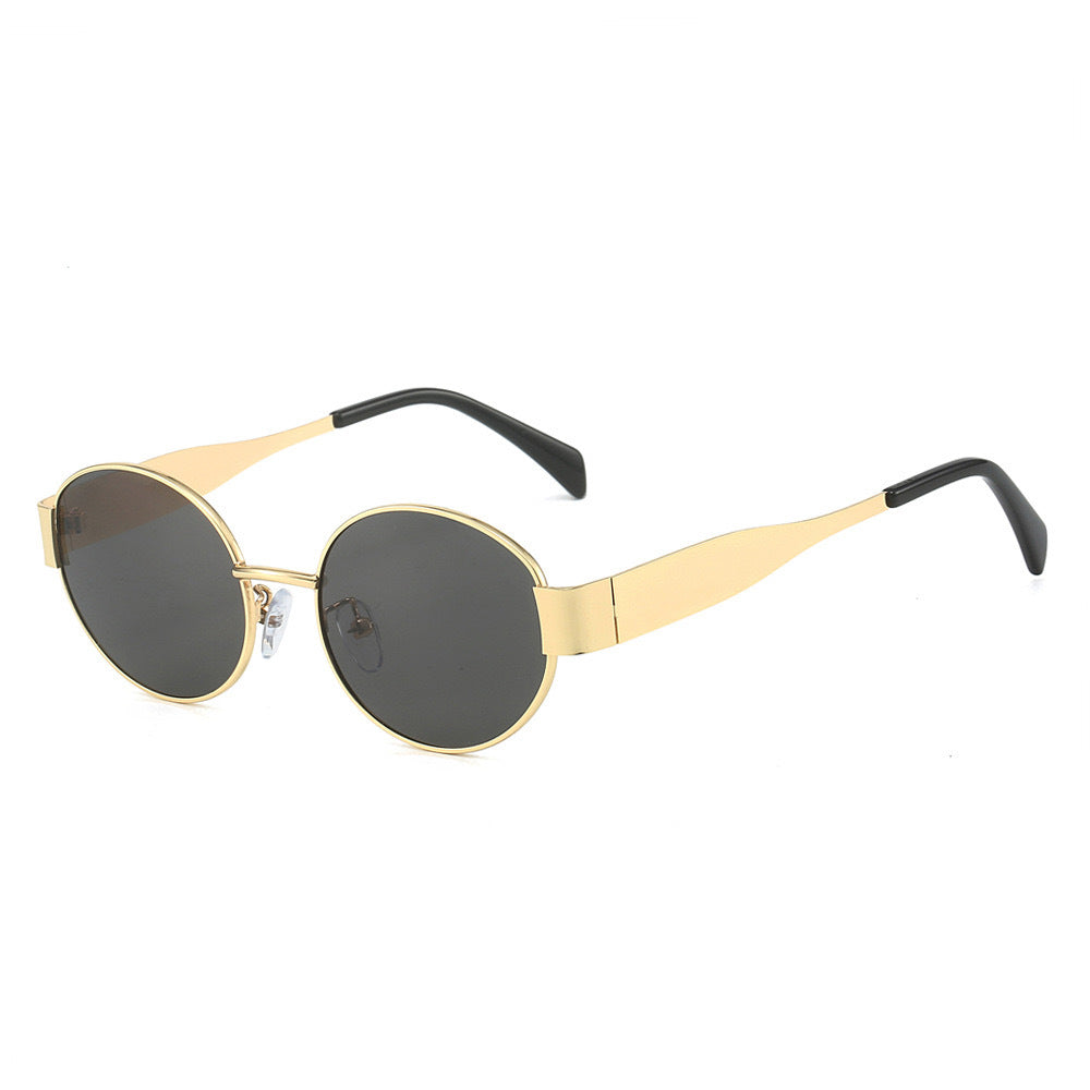 Vintage Oval Sunglasses for Women – Metal Frame Street Style