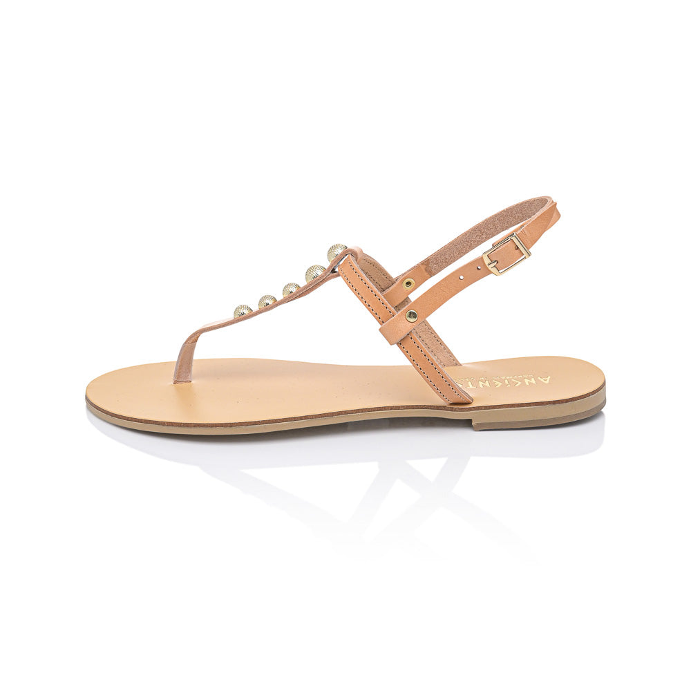 Greek Leather T-Strap Sandals for Women – Melina Flat Handmade Sandals | Ancient Style
