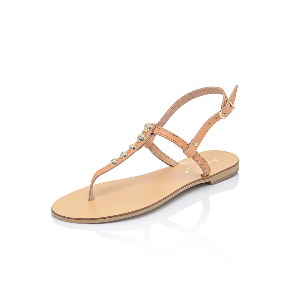 Greek Leather T-Strap Sandals for Women – Melina Flat Handmade Sandals | Ancient Style