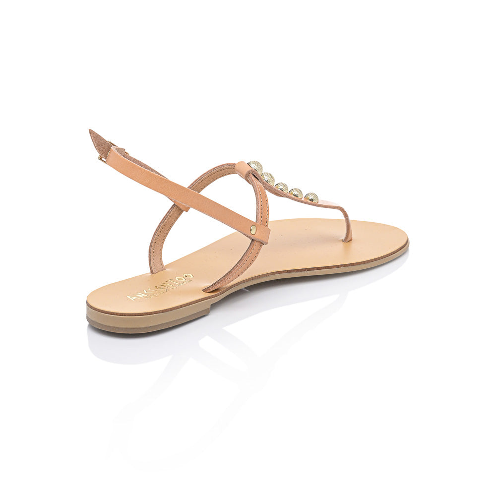 Greek Leather T-Strap Sandals for Women – Melina Flat Handmade Sandals | Ancient Style