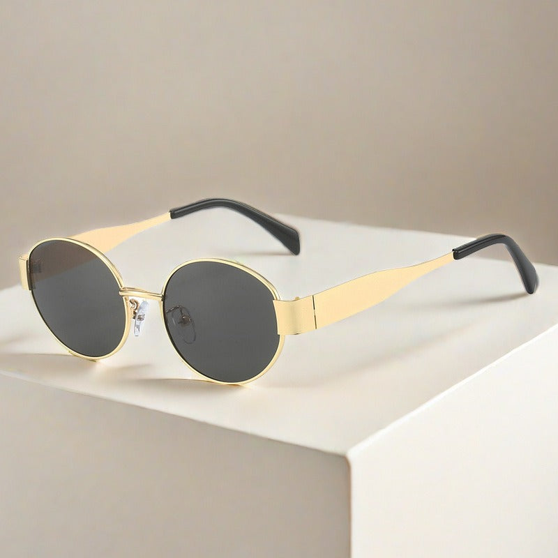 Vintage Oval Sunglasses for Women – Metal Frame Street Style