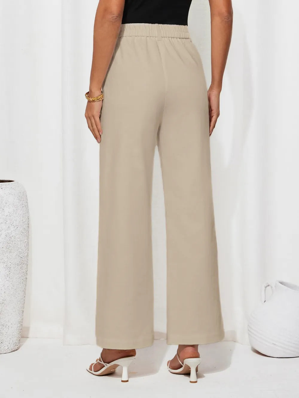 Pantalon de pierna ancha y cintura alta para mujer - foto 6
