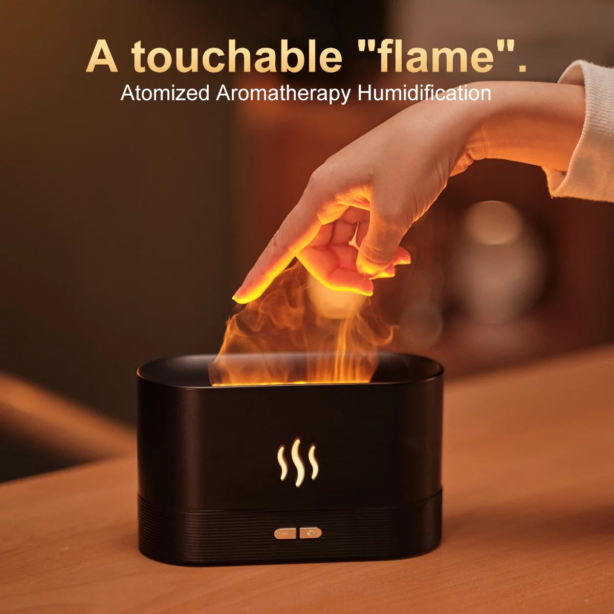 Humidificador, Humidificador Ultrasónico De Niebla Fría Con Luces De Llama De 7 Colores, Difusor De Aceites Esenciales, Para Habitación, Blanco