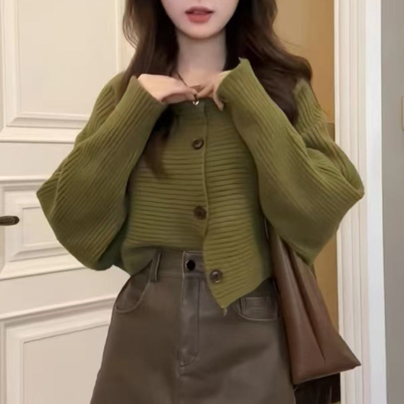 Knitted cardigan sweater jacket for women