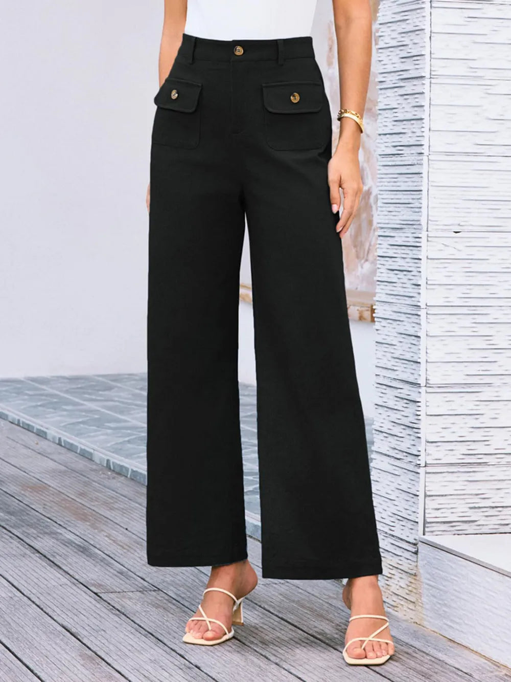 Pantalon de pierna ancha y cintura alta para mujer - foto 14