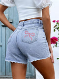 Bow Embroidered Denim Shorts 🎀 | Cute High-Waist Jean Shorts for Women