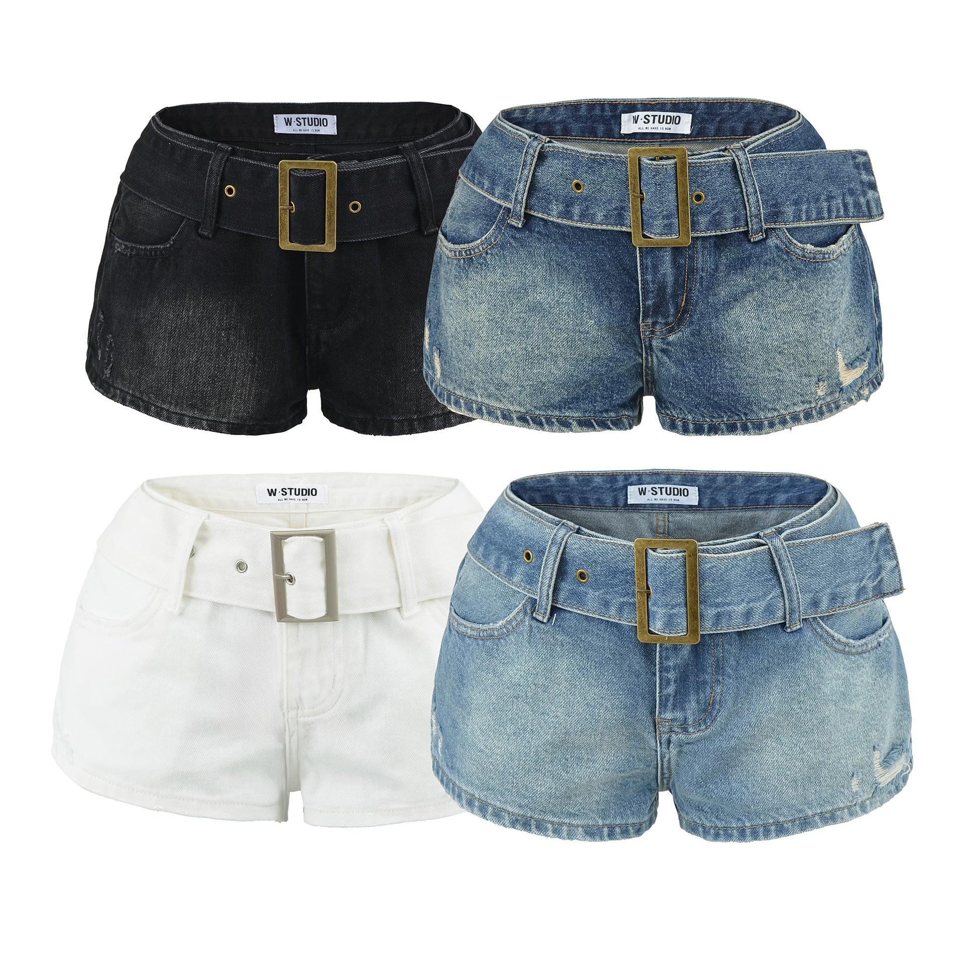 Belt Denim Shorts 💖 | High-Waist Casual Jean Shorts for Women