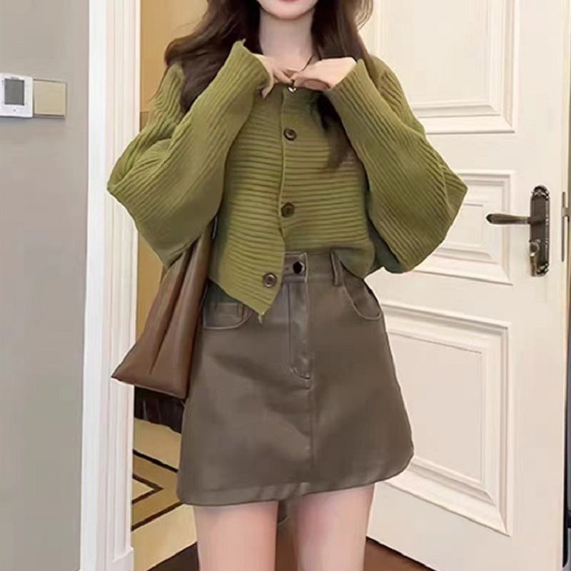 Knitted cardigan sweater jacket for women