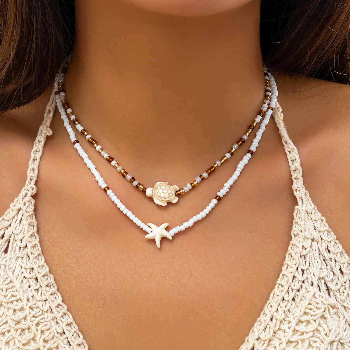 Beach Shell & Sea Star Necklace – Ocean Vibes Jewelry