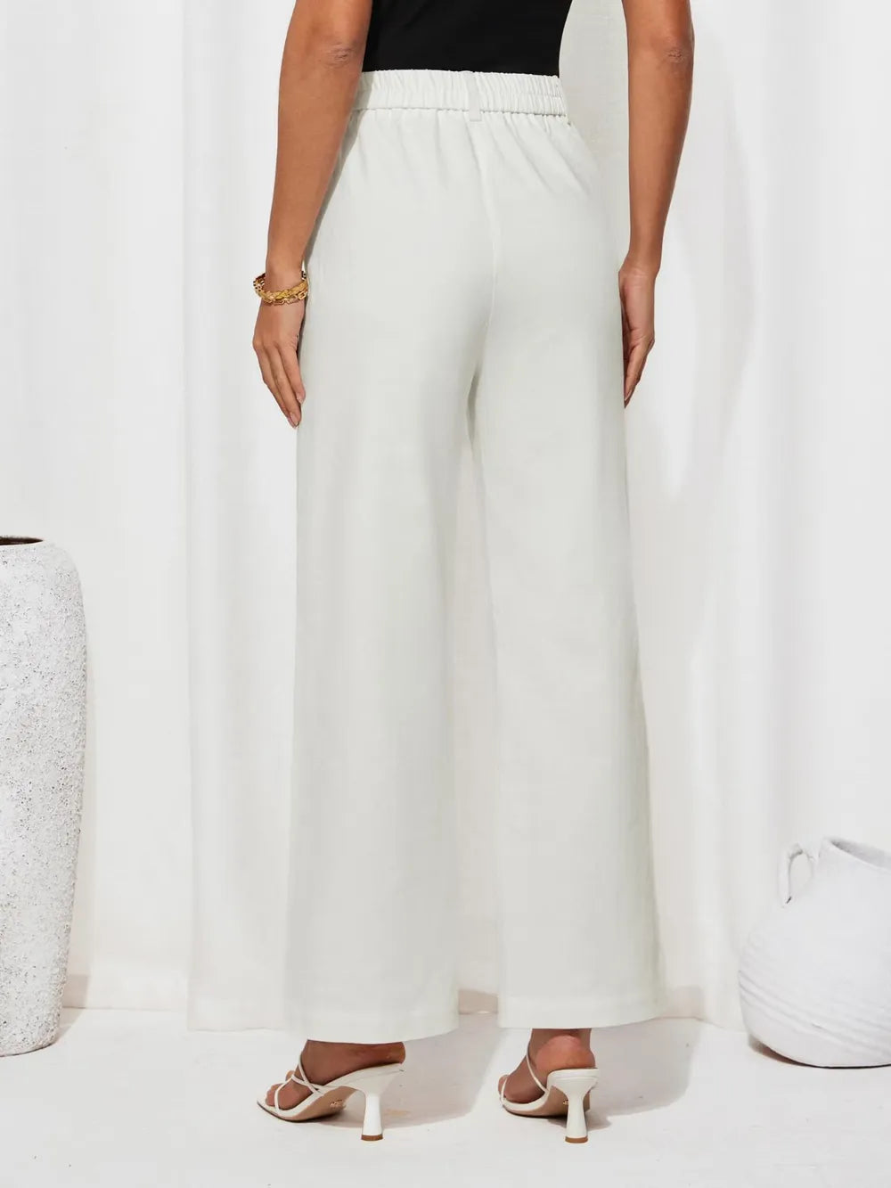 Pantalon de pierna ancha y cintura alta para mujer - foto 3