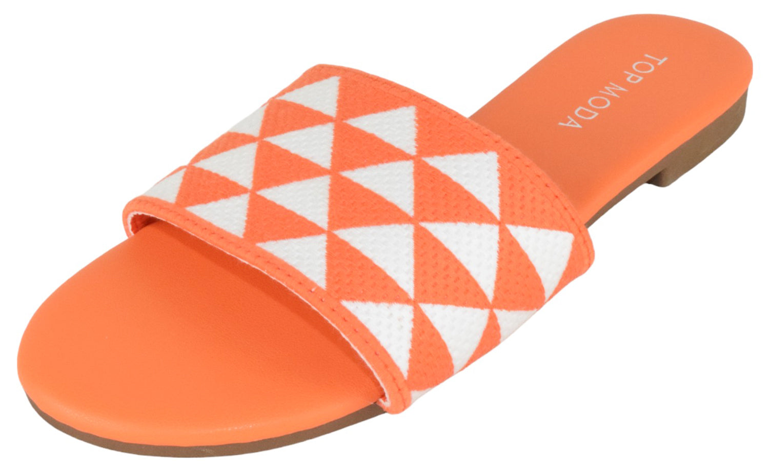Orange Slide Sandals for Women – Flat Comfort Slip-On Shoes | Summer Beach Style