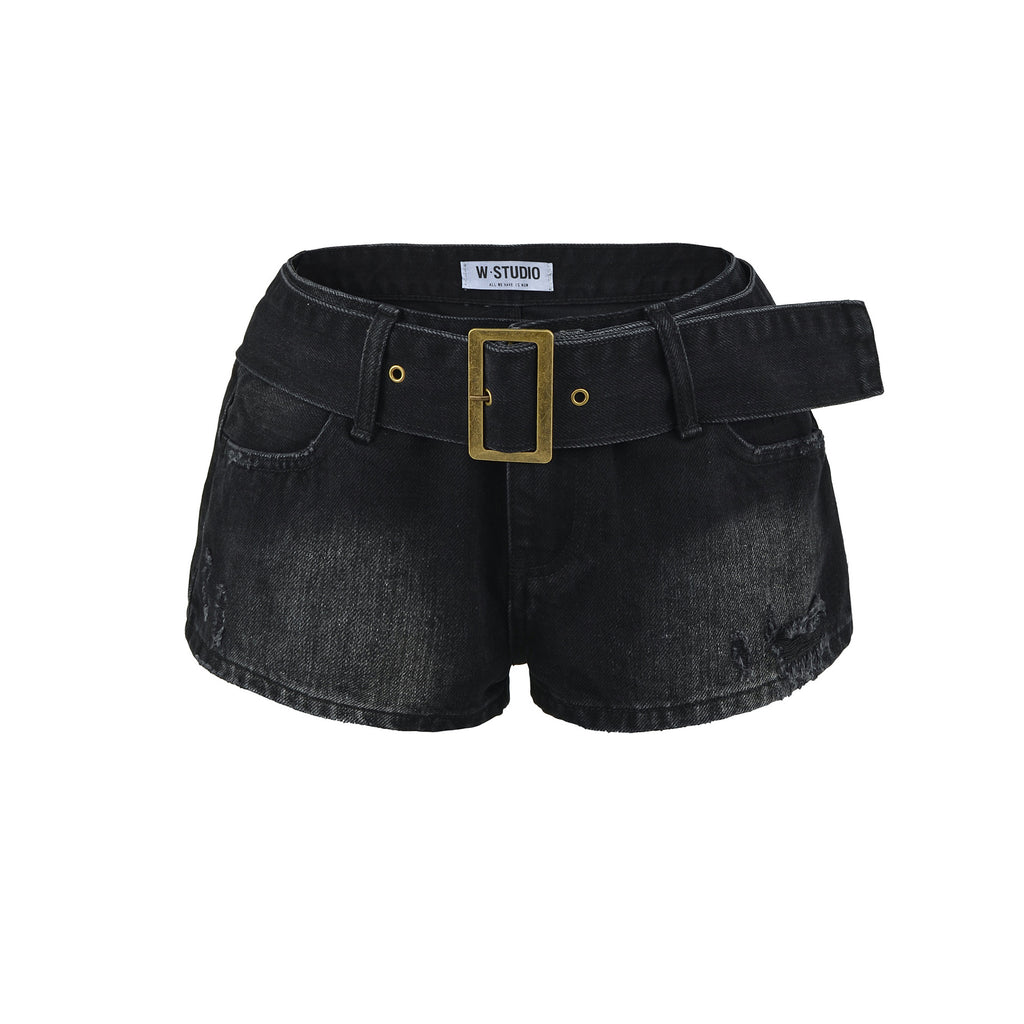 Belt Denim Shorts 💖 | High-Waist Casual Jean Shorts for Women