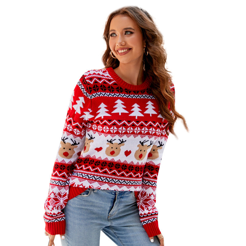 Christmas Print Pullover Sweater for Women