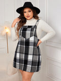 Oversized Plaid Pinafore Mini Dress – Sleeveless