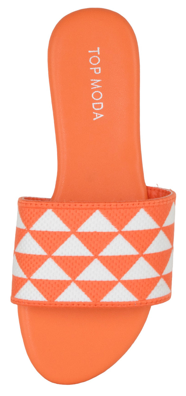 Orange Slide Sandals for Women – Flat Comfort Slip-On Shoes | Summer Beach Style