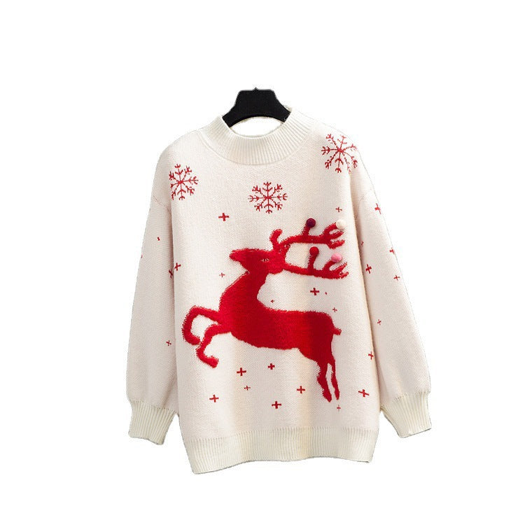Women's round neck Christmas knitted sweater for women