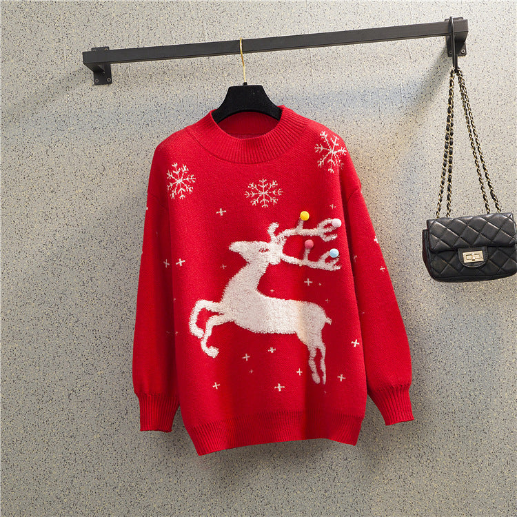 Women's round neck Christmas knitted sweater for women