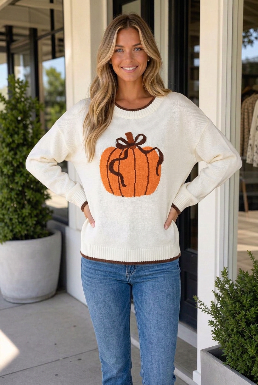 Stacie Pattern Casual Pullover Sweater