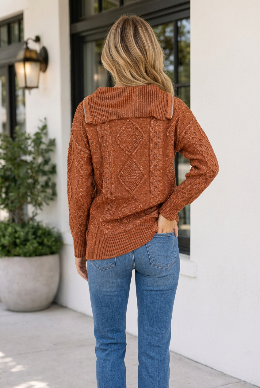 Sueter tejido de hombros caidos para mujer estilo otono - foto 4