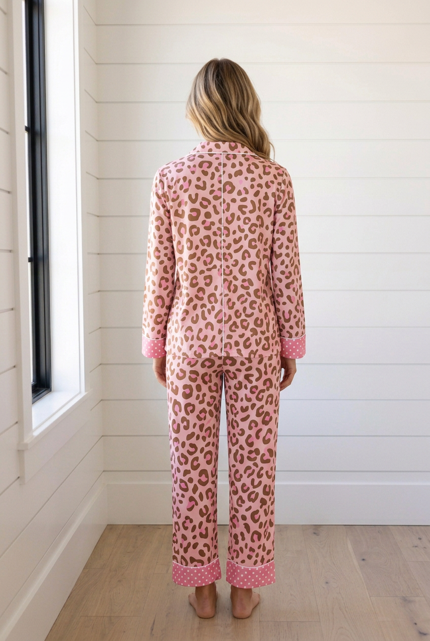 Marina Dot Trim Lapel PJ Set