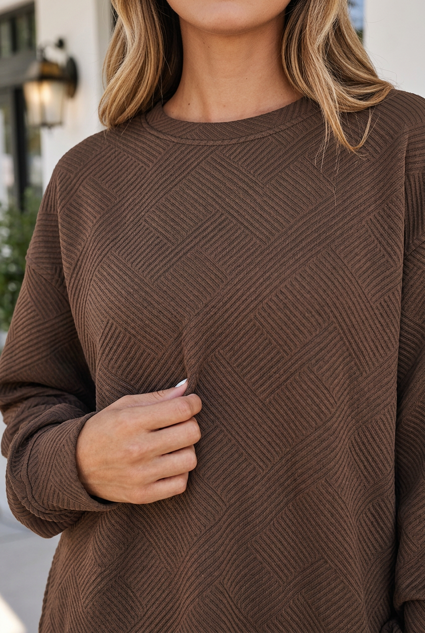 Teresa Textured Drop Shoulder Pullover