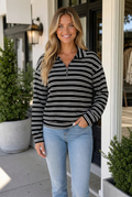 Carol Zip Collar Long Sleeve Top