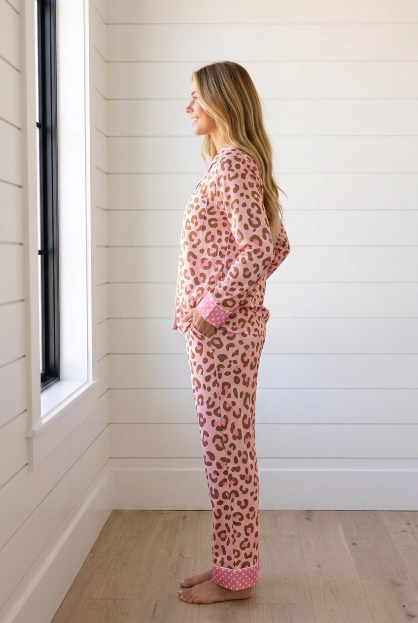 Marina Dot Trim Lapel PJ Set