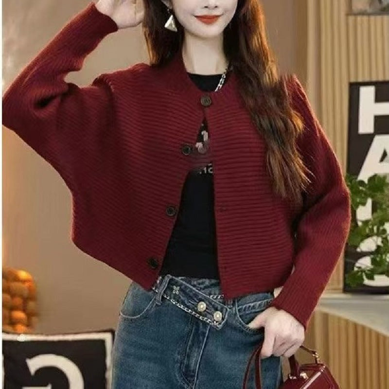 Knitted cardigan sweater jacket for women