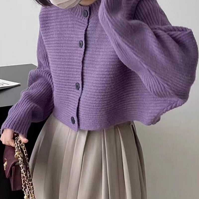 Knitted cardigan sweater jacket for women