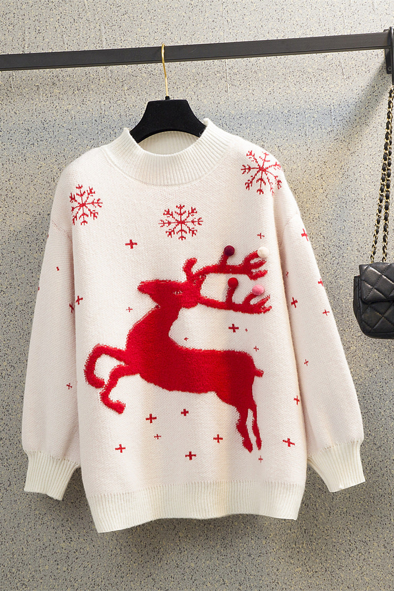 Women's round neck Christmas knitted sweater for women
