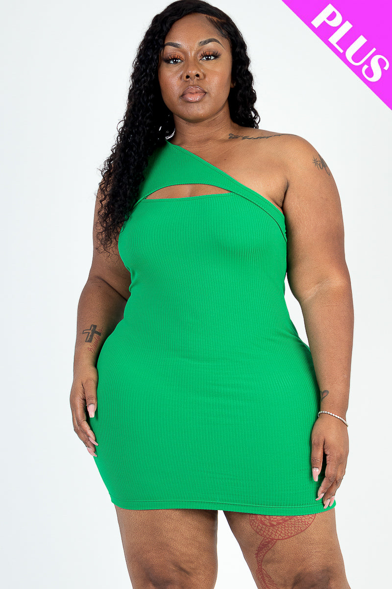 CAPELLA | Plus Size One Shoulder Bodycon Dress with Cutout