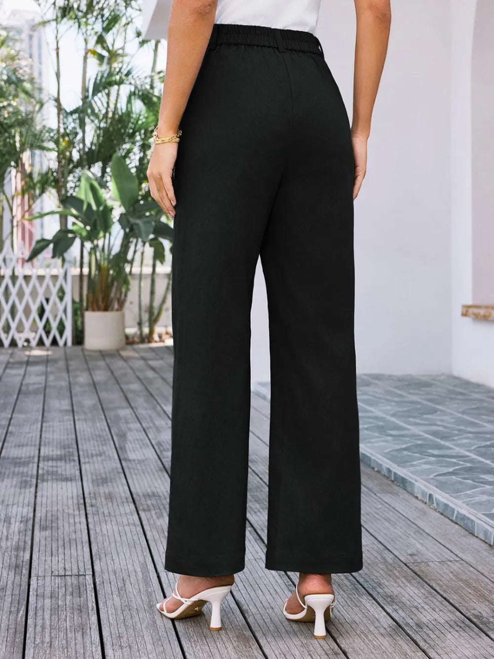 Pantalon de pierna ancha y cintura alta para mujer - foto 12