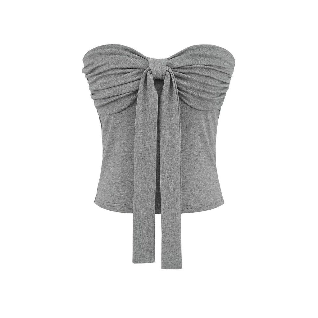 Bow tie strapless vest for women