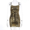 Golden Suspender Wrap Dress